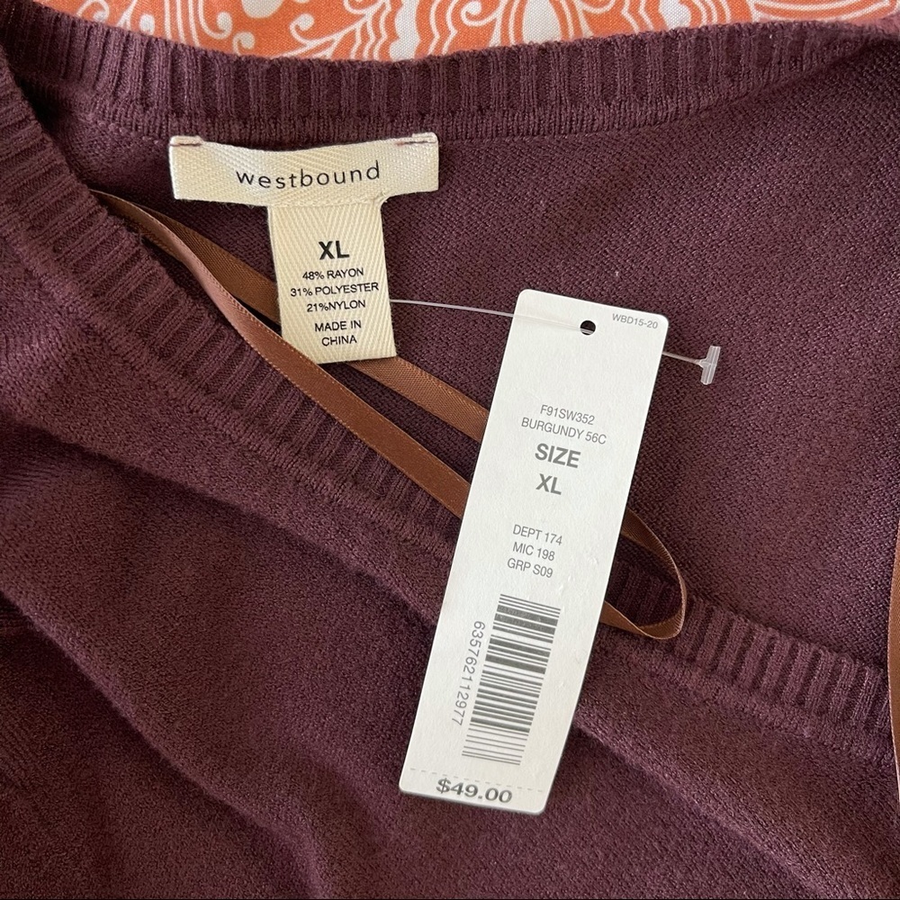 ✅ NWT Westbound Wine Asymmetrical Soft Sweater Tunic - Picture 8 of 10